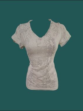 Y2K Grunge Graphic Tee Stretchy Vintage Euro White Blue Indie Mall Goth